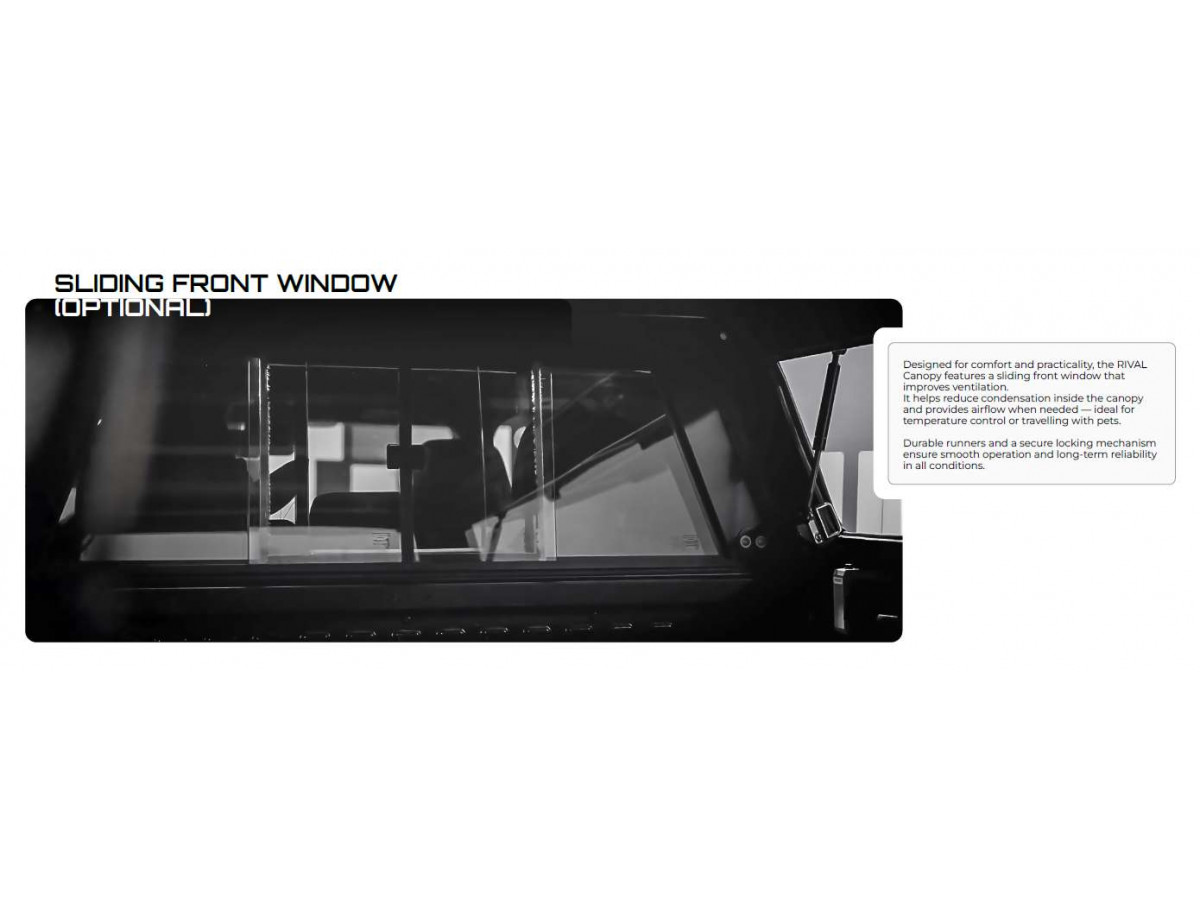 posuvné přední okno (vhodné pro přepravu zvířat !)